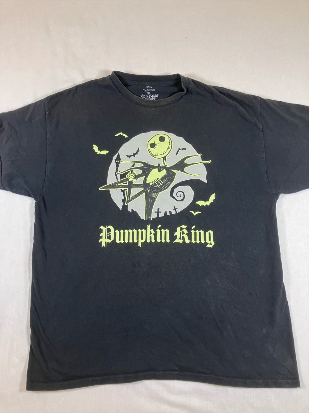 Disney Black Tee with Neon Green 'Pumpkin King' Graphic